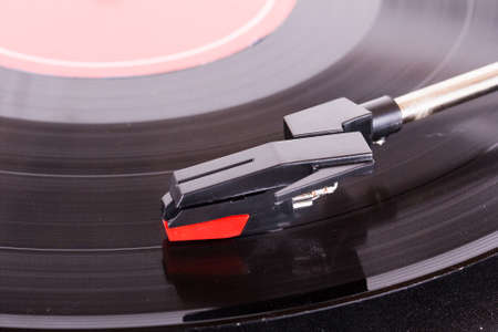 Close up of an old retro record player