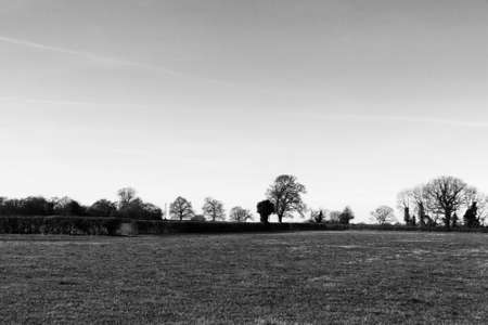 Empty british countryside on a cold winters afternoonの写真素材