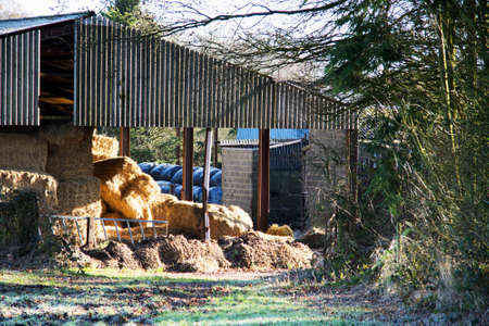 Old farm barn used for storing straw and hayの写真素材