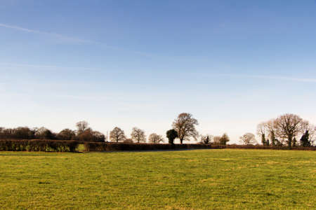 Empty british countryside on a cold winters afternoonの写真素材
