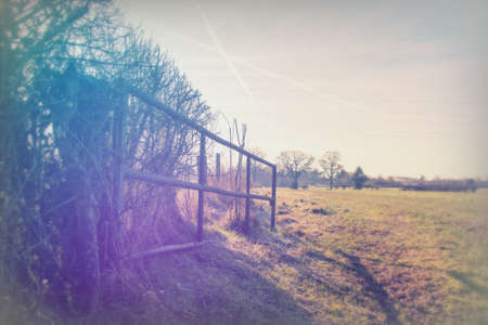 Empty british countryside on a cold winters afternoonの写真素材