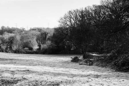 Empty british countryside on a cold winters afternoonの写真素材