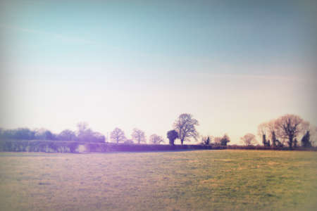 Empty british countryside on a cold winters afternoonの写真素材