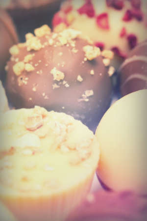 Close-up of a selection of delicious chocolatesの写真素材