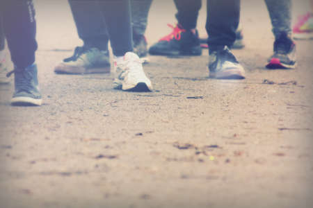 People doing keep fit exercise in the parkの写真素材