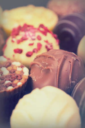Close-up of a selection of delicious chocolates