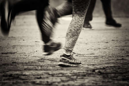 People doing keep fit exercise in the parkの写真素材