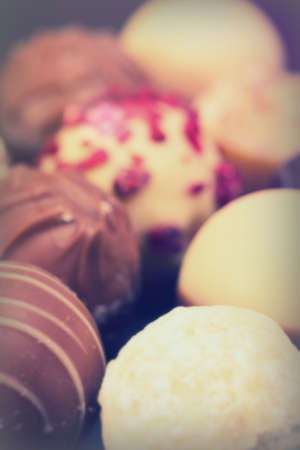 Close-up of a selection of delicious chocolates