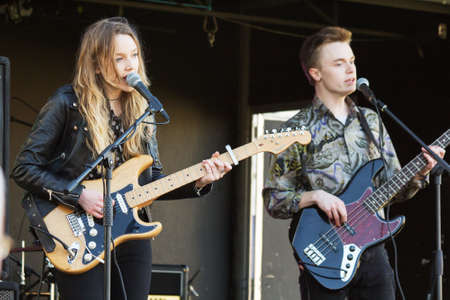 HIGH WYCOMBE, ENGLAND 1st April 2017: Performers on stage at music festivalのeditorial素材