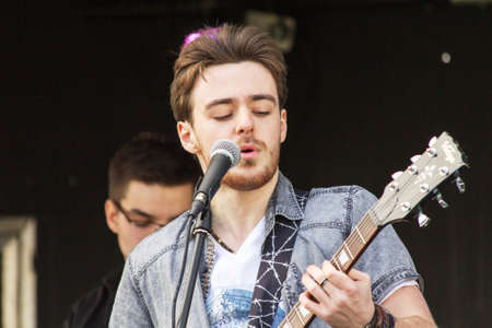 HIGH WYCOMBE, ENGLAND 1st April 2017: Performers on stage at music festivalのeditorial素材