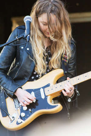 HIGH WYCOMBE, ENGLAND 1st April 2017: Performers on stage at free public music festivalのeditorial素材