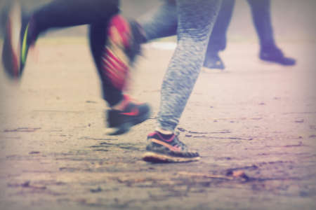 People doing keep fit exercise in the parkの写真素材