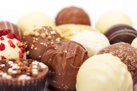 Close-up of a selection of delicious chocolatesの写真素材