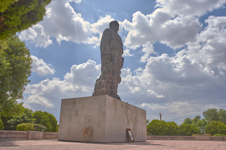 Santiago de Queretaro, Queretaro, Mexico, 06 19 22, Monument to Benito JuÃ¡rez on the hill of the bells during a summer day with clouds, no peopleのeditorial素材