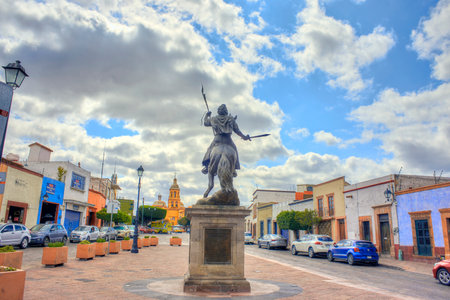Santiago de Queretaro, Queretaro, Mexico, 06 19 22, Monument to the Apostle Santiago El Mayor, during a summer day with blue sky, no peopleのeditorial素材