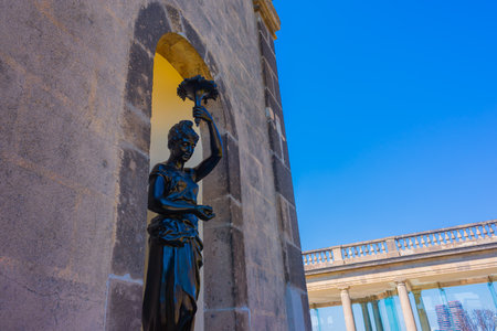 CDMX, CDMX, 11 12 22, sculpture of a maiden in black stone, ornament in the flag tower of chapultepec castle, no peopleのeditorial素材