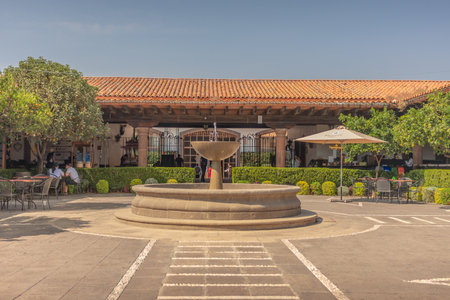 11 10 2024 el marques queretaro fountain in the central courtyard of a vineyard building, a tourist...