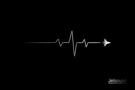 Jet heartbeat pulse line pop art portrait colorful design with dark background. Abstract vector illustration.のイラスト素材