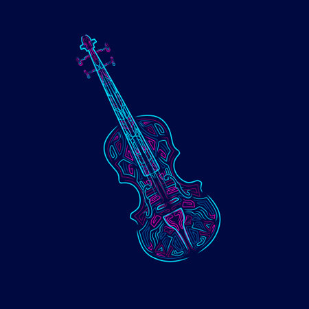 Violin line art colorful design. Abstract vector illustration.のイラスト素材