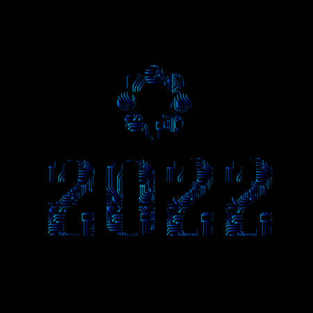 Happy new year 2022 electronic technology background wallpaper design