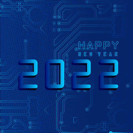 Happy new year 2022 electronic technology background wallpaper design