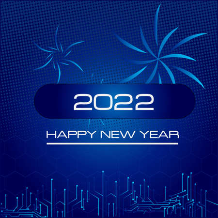 Happy new year 2022 electronic technology background wallpaper designのイラスト素材