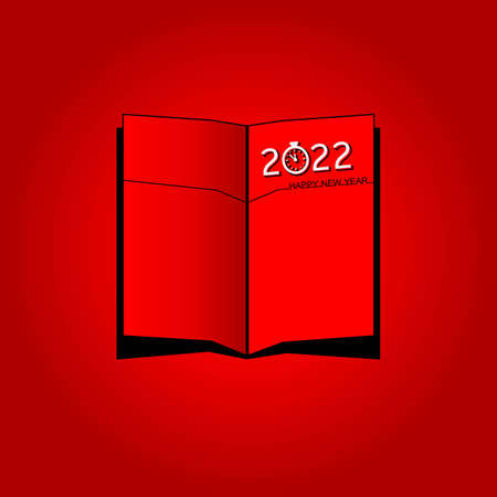 Greeting card on Merry Christmas and Happy New Year 2022 wallpaper with red background. Vector illustrationのイラスト素材