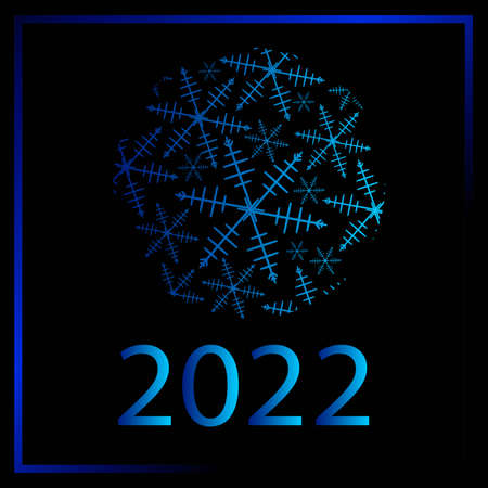 Happy new year 2022 text, hand lettering typography poster on dark gradient &#xA;background. Vector illustration wallpaper.のイラスト素材