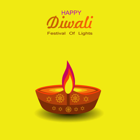 Happy Diwali. Festival of lights poster design wallpaper. The background with flower elements and mandala vectorsのイラスト素材