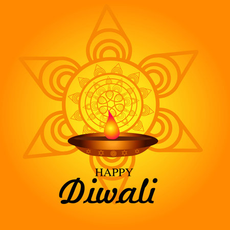 Happy Diwali. Festival of lights poster design wallpaper. The background with flower elements and mandala vectorsのイラスト素材