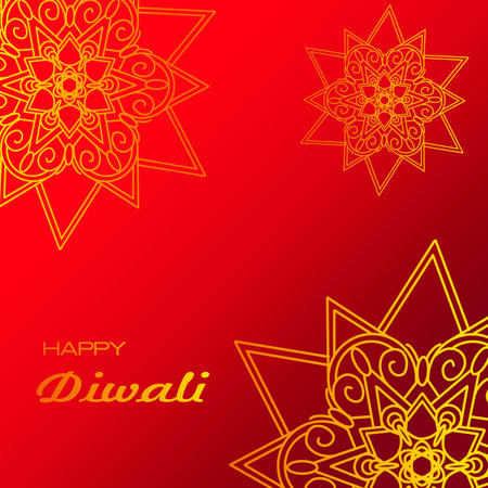 Happy Diwali. Festival of lights poster design wallpaper. The background with flower elements and mandala vectorsのイラスト素材