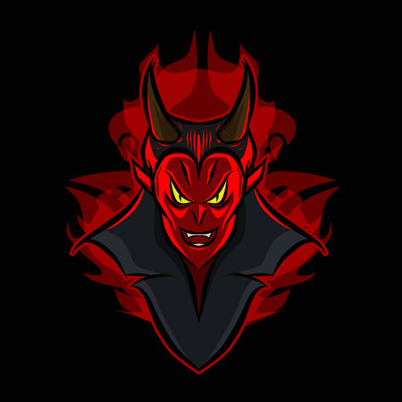 Vampire evil creature logo mascot on Halloween festival. Vector illustration.