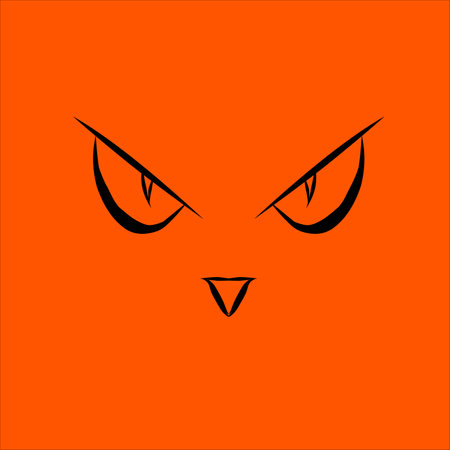 Cat's eye logo design. Eyes of a yellow cat in the dark for Happy Halloween Background. Vector illustration.のイラスト素材