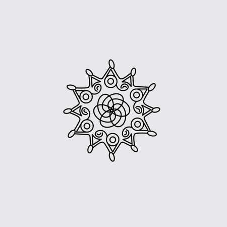 luxury line art mandala design background inlaid in white backgroundのイラスト素材