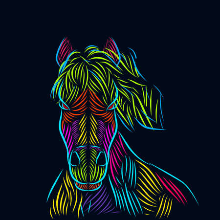 The horse animal line pop art portrait colorful logo designのイラスト素材