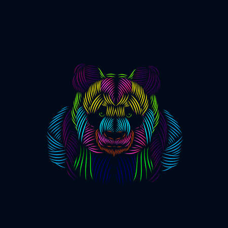 The Panda animal line pop art portrait colorful logo designのイラスト素材