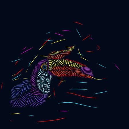 The hornbill animal line pop art portrait colorful logo designのイラスト素材