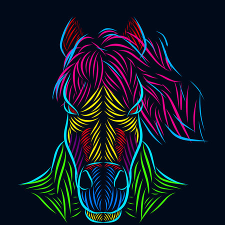 The horse animal line pop art portrait colorful logo designのイラスト素材