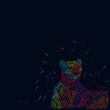 the cheetah line pop art potrait logo colorful design with dark backgroundのイラスト素材