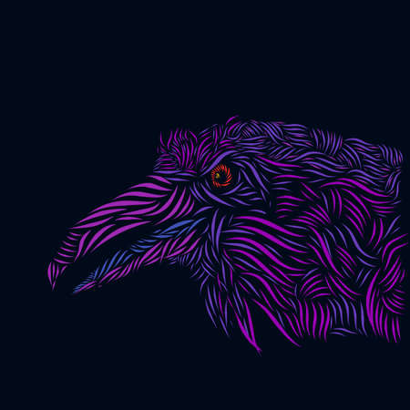 the raven line pop art potrait colorful logo design with dark backgroundのイラスト素材