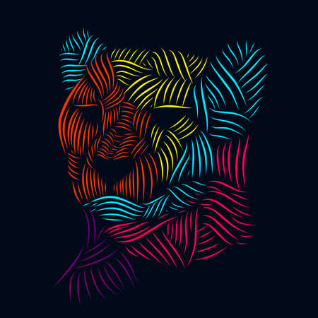 the cheetah line pop art potrait logo colorful design with dark backgroundのイラスト素材