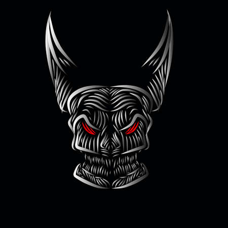 death skull line pop art potrait logo colorful design with dark background. Isolated black background for t-shirtのイラスト素材
