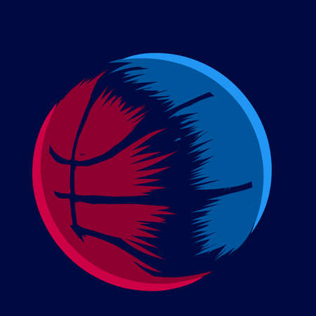 Basketball. Pop Art line logo.  Colorful design with dark background. Abstract vector illustration. Isolated black background for t-shirtのイラスト素材