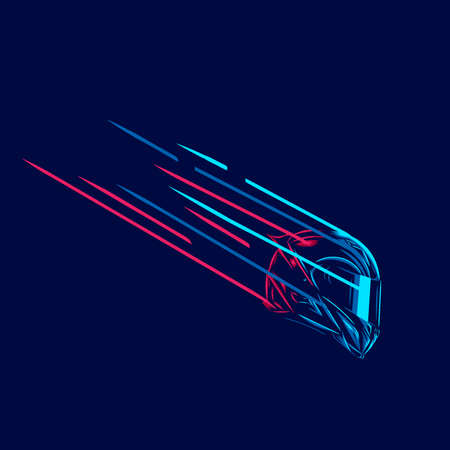 Helmet meteor Line. Pop Art logo. Colorful design with dark background. Abstract vector illustration. Isolated black background for t-shirtのイラスト素材