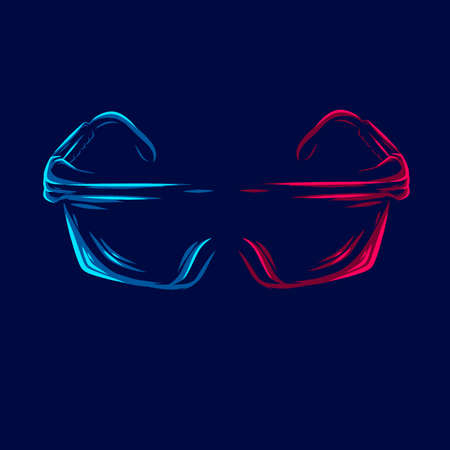 Sunglasses Industrial glasses line pop art potrait logo colorful design with dark background. Abstract vector illustration.のイラスト素材