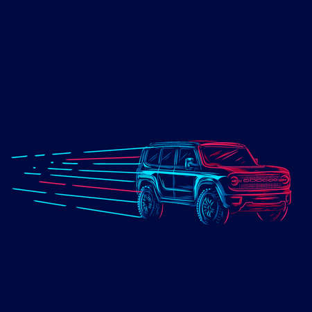Vehicle Suv sporty car automotive line pop art potrait logo colorful design with dark background. Abstract vector illustration.のイラスト素材