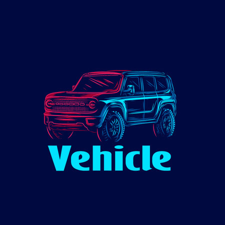 Vehicle Suv sporty car automotive line pop art potrait logo colorful design with dark background. Abstract vector illustration.のイラスト素材