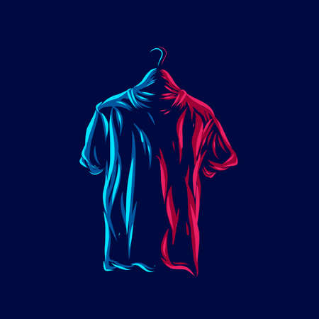 shirt clothing apparel line pop art potrait logo colorful design with dark background. Abstract vector illustration.のイラスト素材