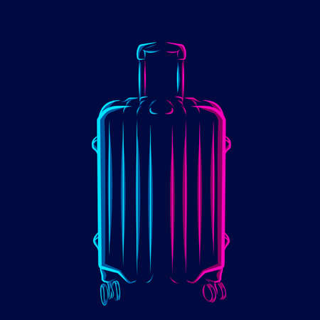 Suitcase trip travel bag  line pop art potrait colorful design with dark background. Abstract vector illustration.のイラスト素材