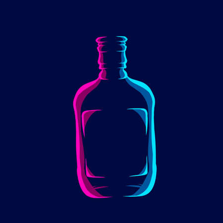 Liquid whiskey alcohol  line pop art portrait colorful design with dark background. Abstract vector illustration.のイラスト素材